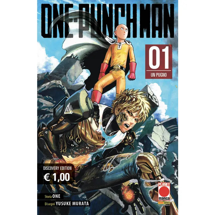 Copertina frontale di One-Punch Man 1 Discovery Edition Planet Manga 2020 con Saitama e Genos